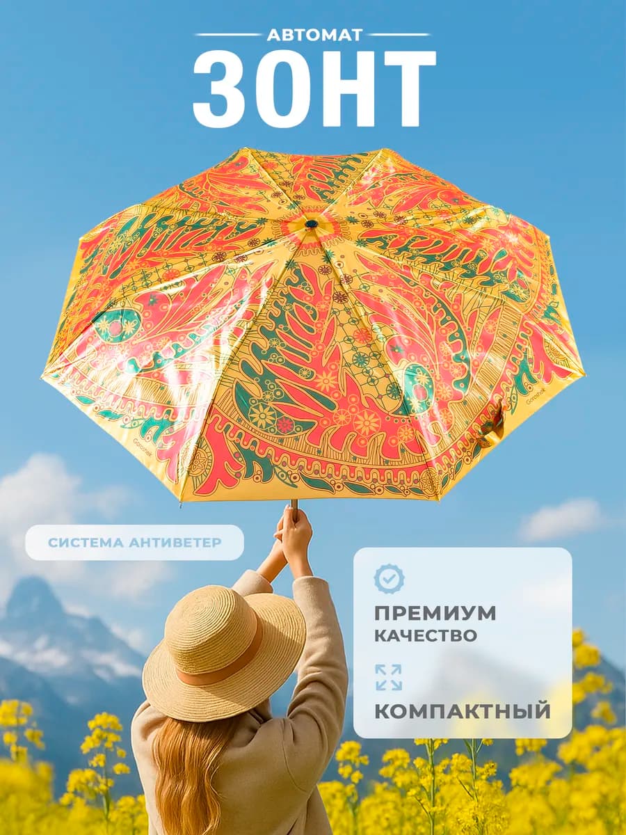 Зонт автомат антиветер компактный