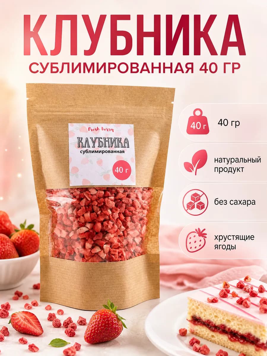 Сублимированная клубника кусочками 40 гр