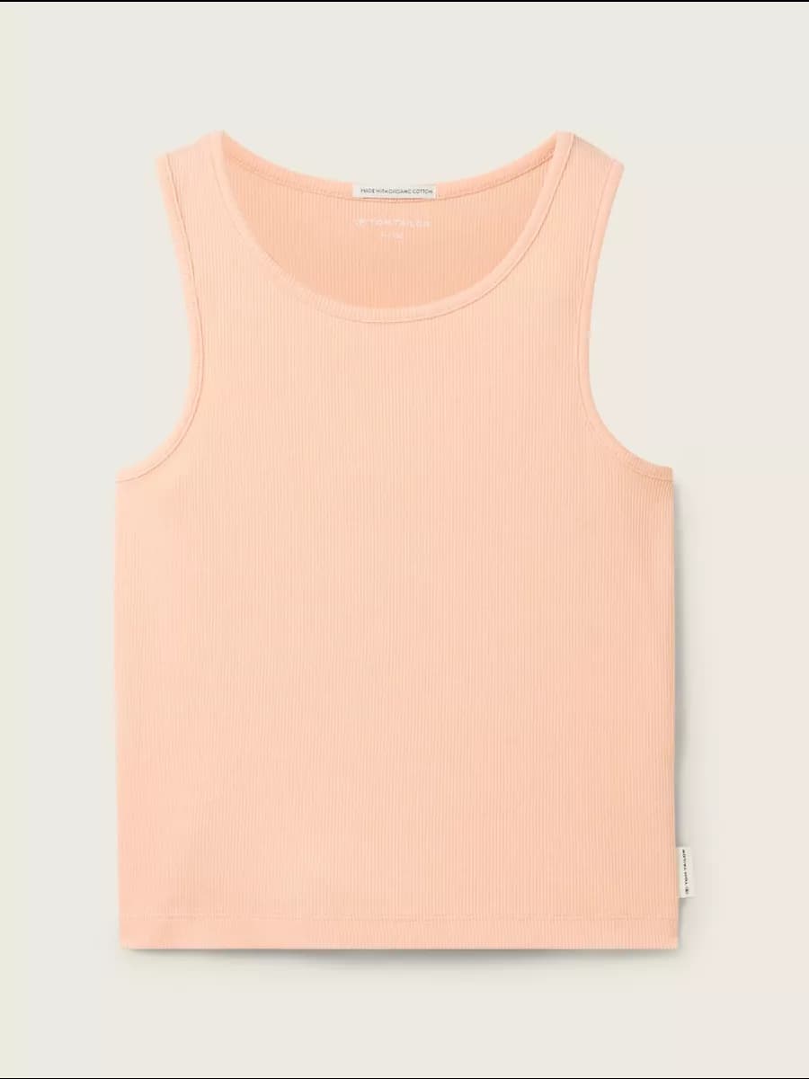 Футболка майка укороченная приталенная в рубчик - фото 1