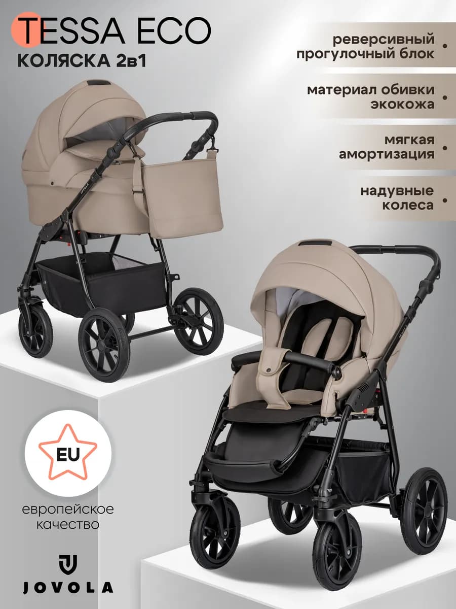 Коляска для новорожденных универсальная 2 в 1 Tessa Eco