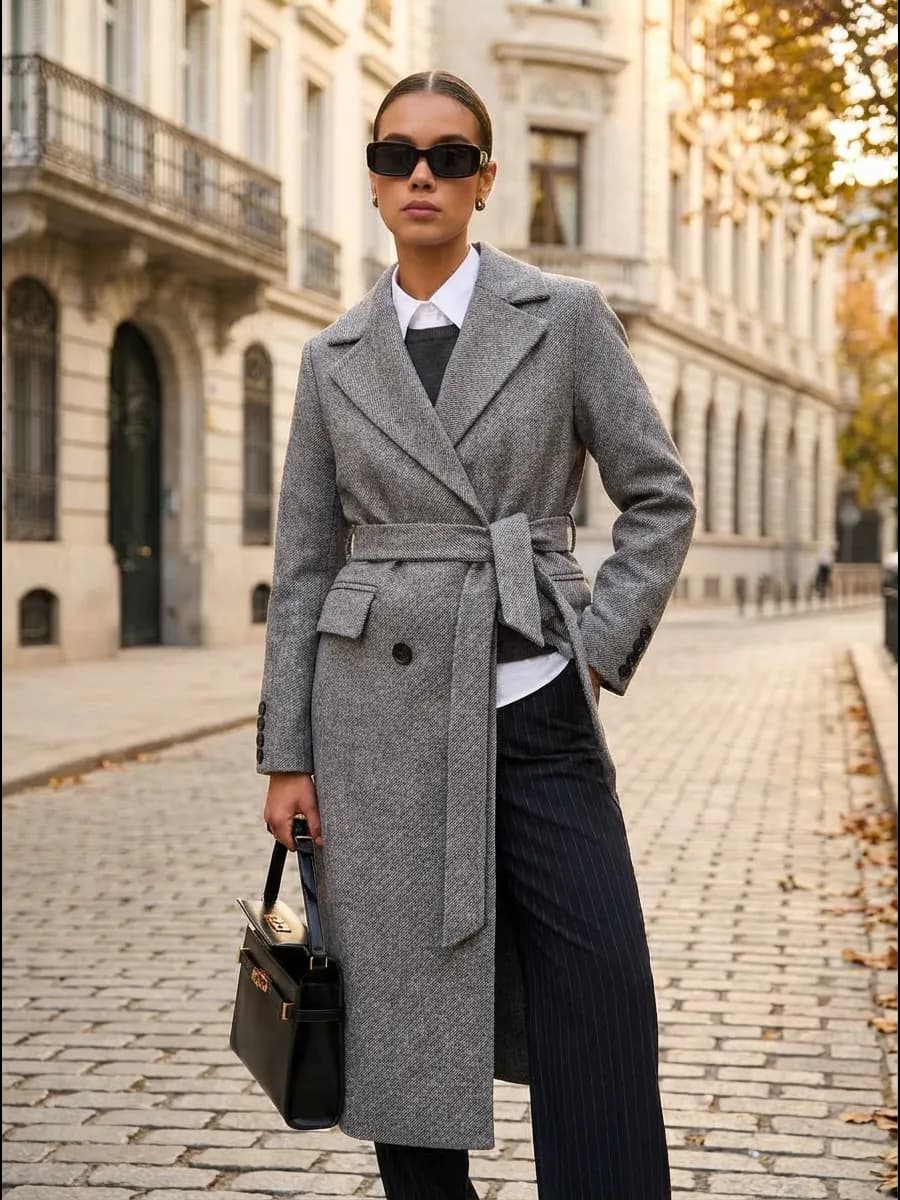 Пальто шерстяное демисезонное длинное