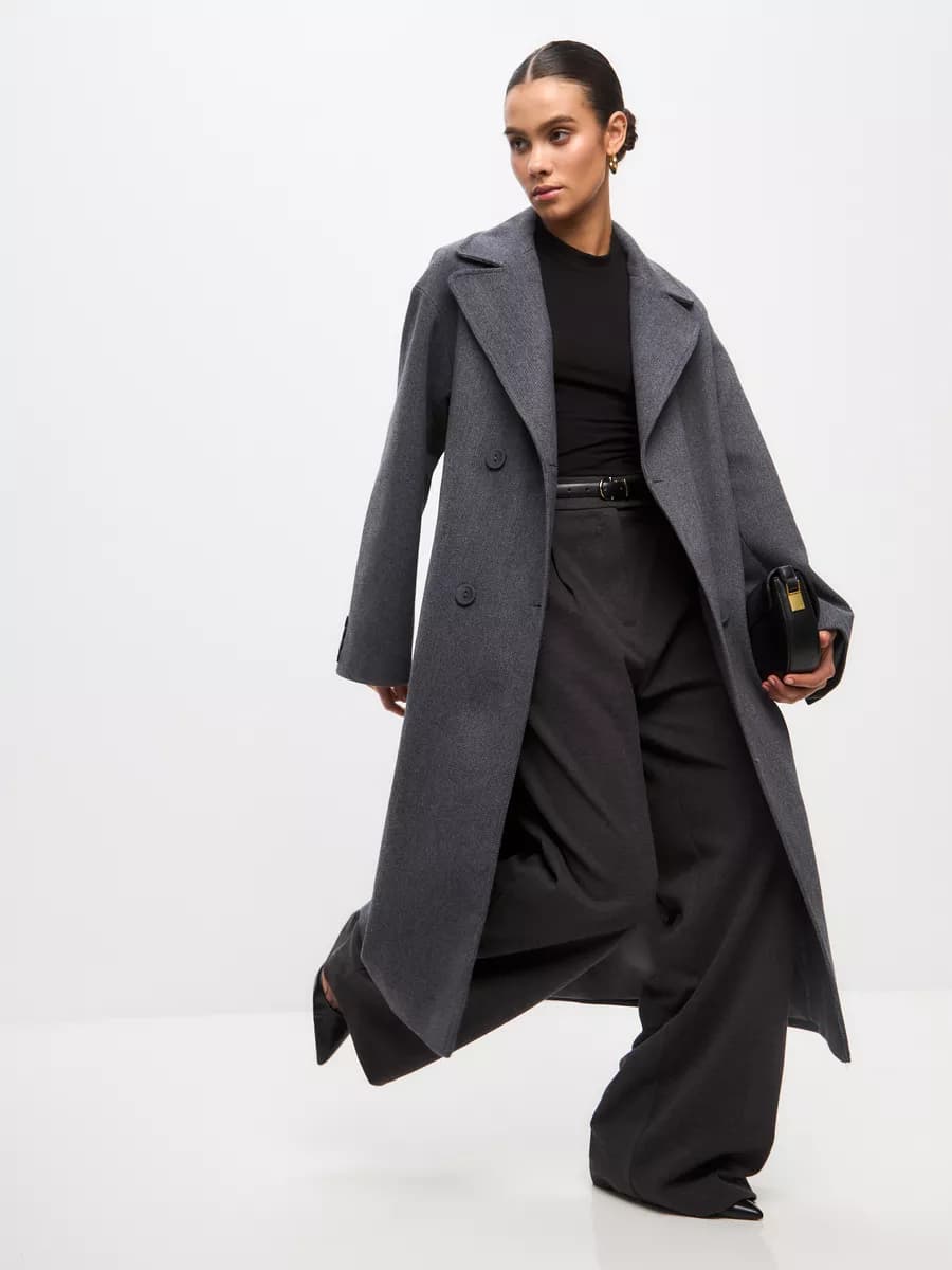 Длинное демисезонное Пальто оверсайз веснаосень