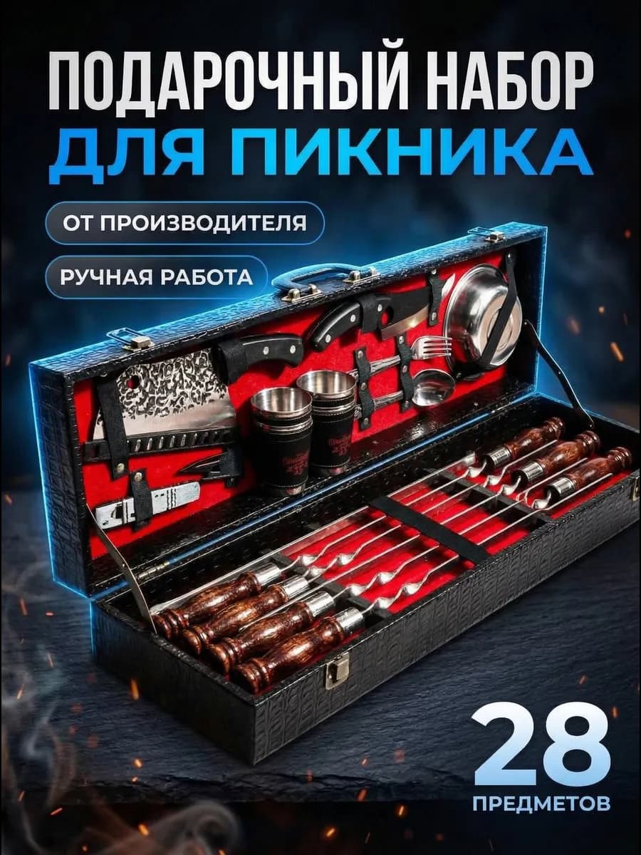 Подарочный набор для шашлыка в кейсе для пикника