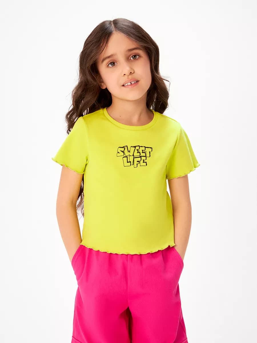 Футболка укороченная детская в школу и садик - фото 1