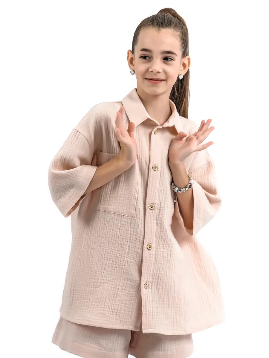 Муслиновый костюм с рубашкой и шортами