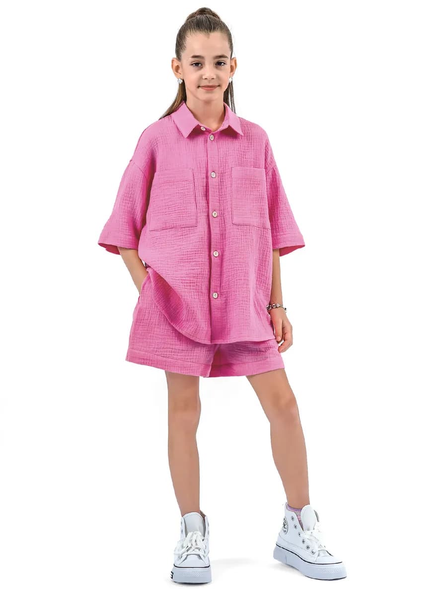 Муслиновый костюм с рубашкой и шортами