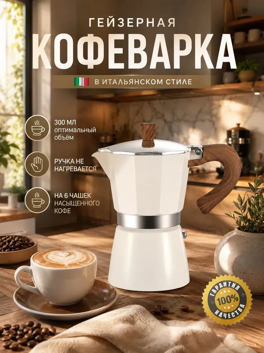 Гейзерная кофеварка 300 мл