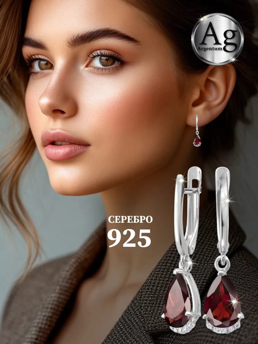 Серьги серебро 925 c фианитами