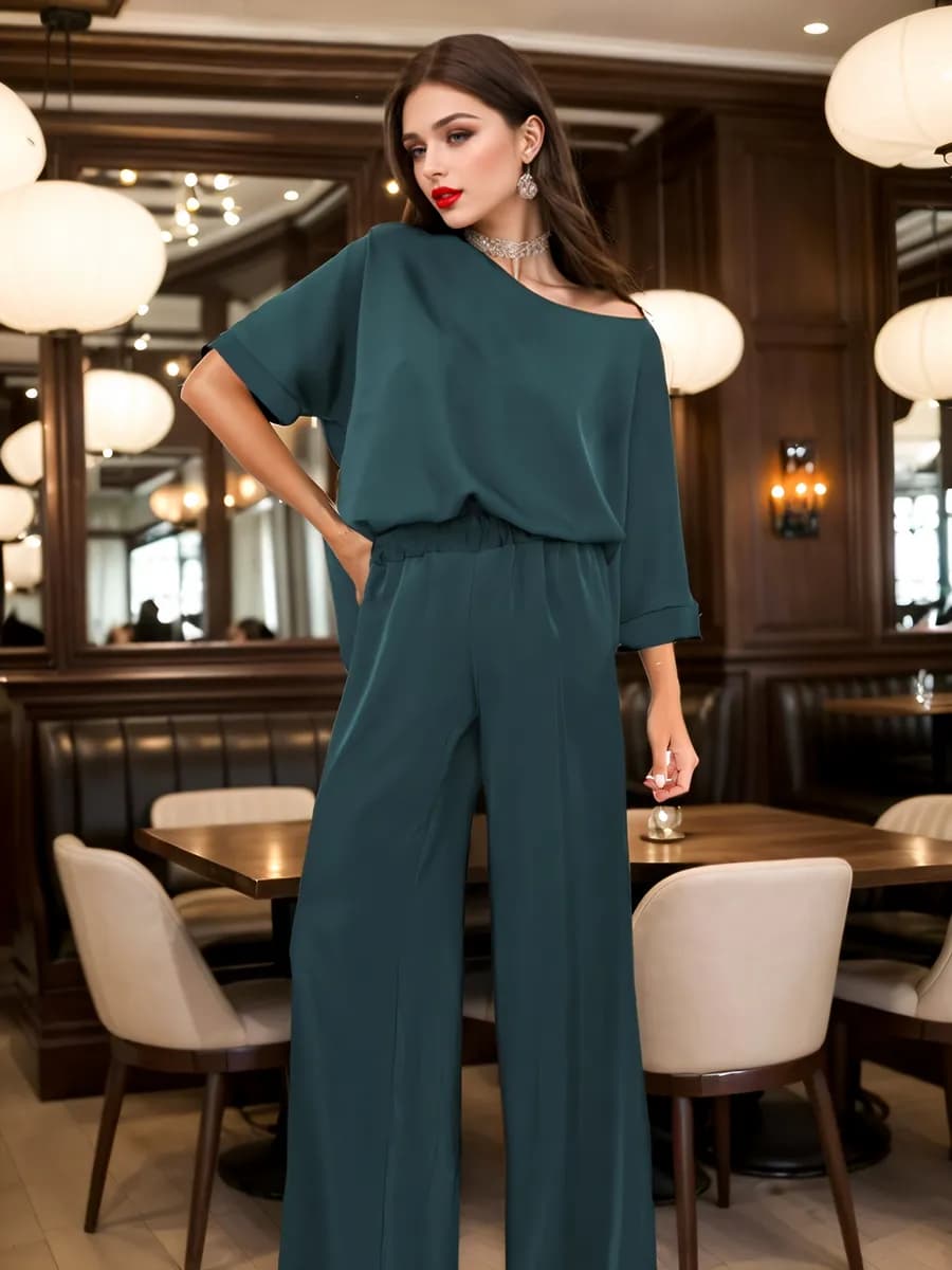 Костюм с брюками палаццо шелковый оверсайз