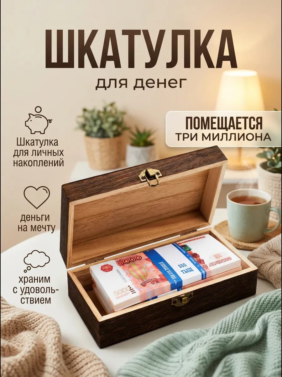 Шкатулка для денег подарочная на день рождения купюрница