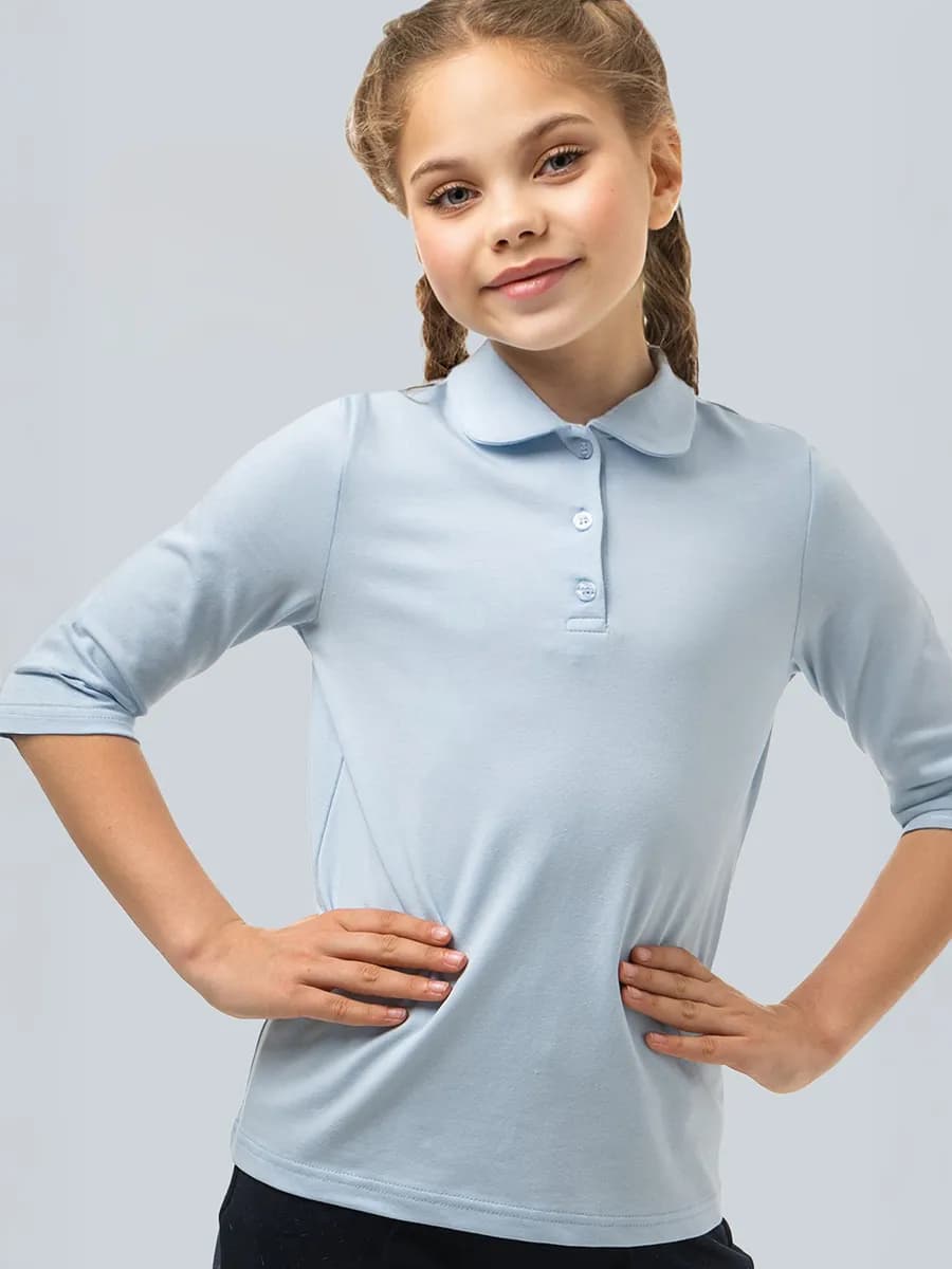 Поло школьное хлопковое с рукавом 3 4