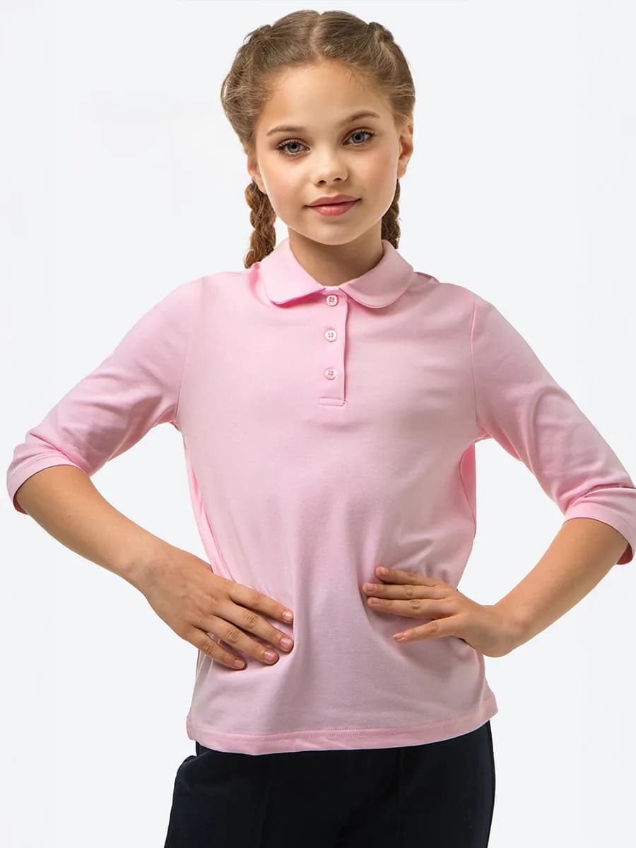 Поло школьное хлопковое с рукавом 3 4