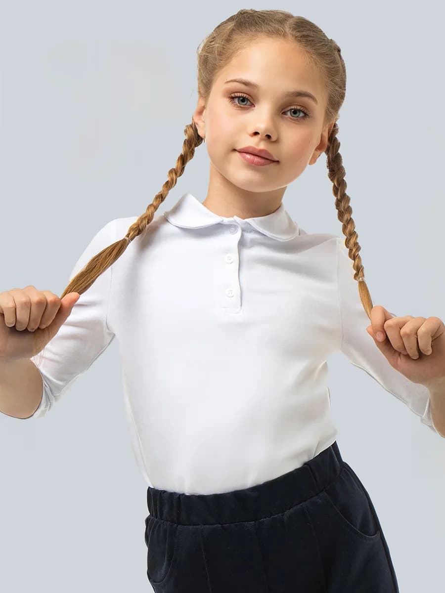 Поло школьное хлопковое с рукавом 3 4