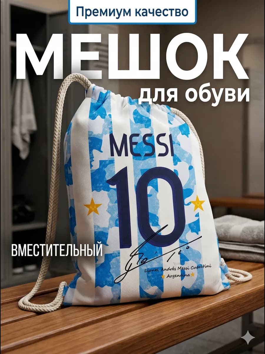 Спортивный мешок для обуви месси подарок