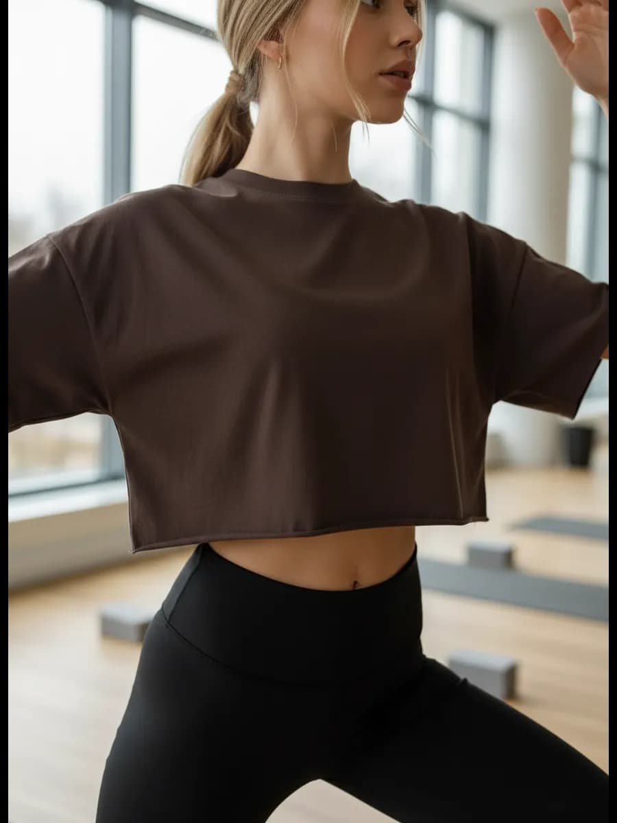 футболка укороченная кроп топ широкий спортивный