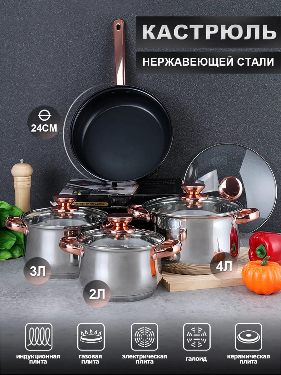 Подарочный набор кастрюль из нержавеющей стали