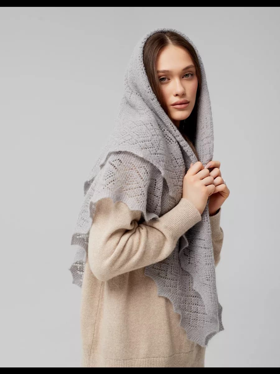 Пуховый платок женский теплый палантин шаль косынка подарок