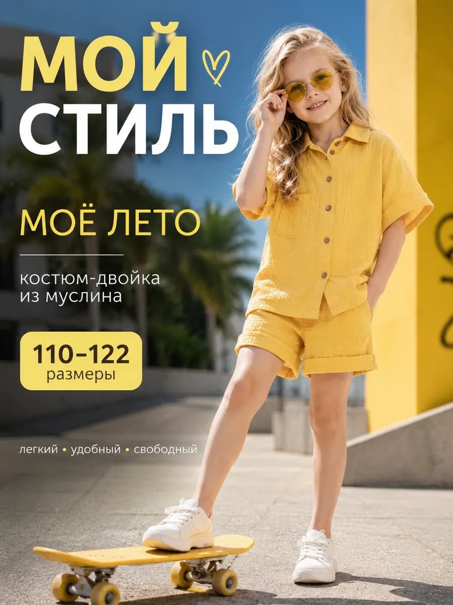 Костюм детский летний муслиновый легкий