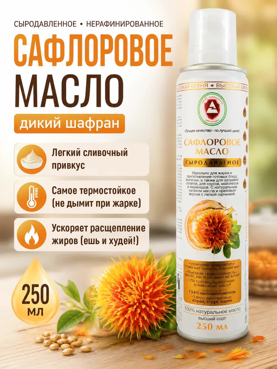 Масло сафлоровое нерафинированное холодного отжима