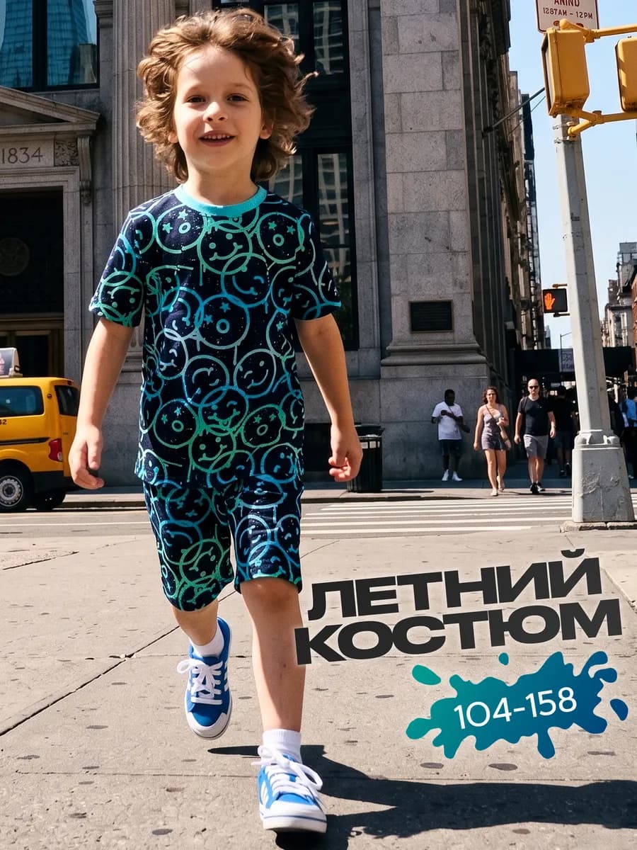 Летний костюм спортивный с шортами и футболкой домашний