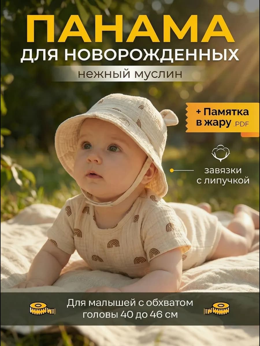 панама для новорожденных муслин