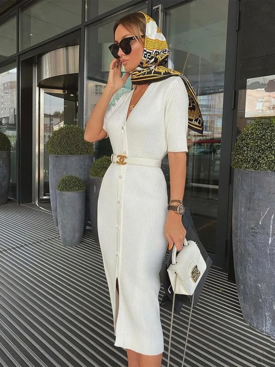 Платье летнее офисное трикотажное