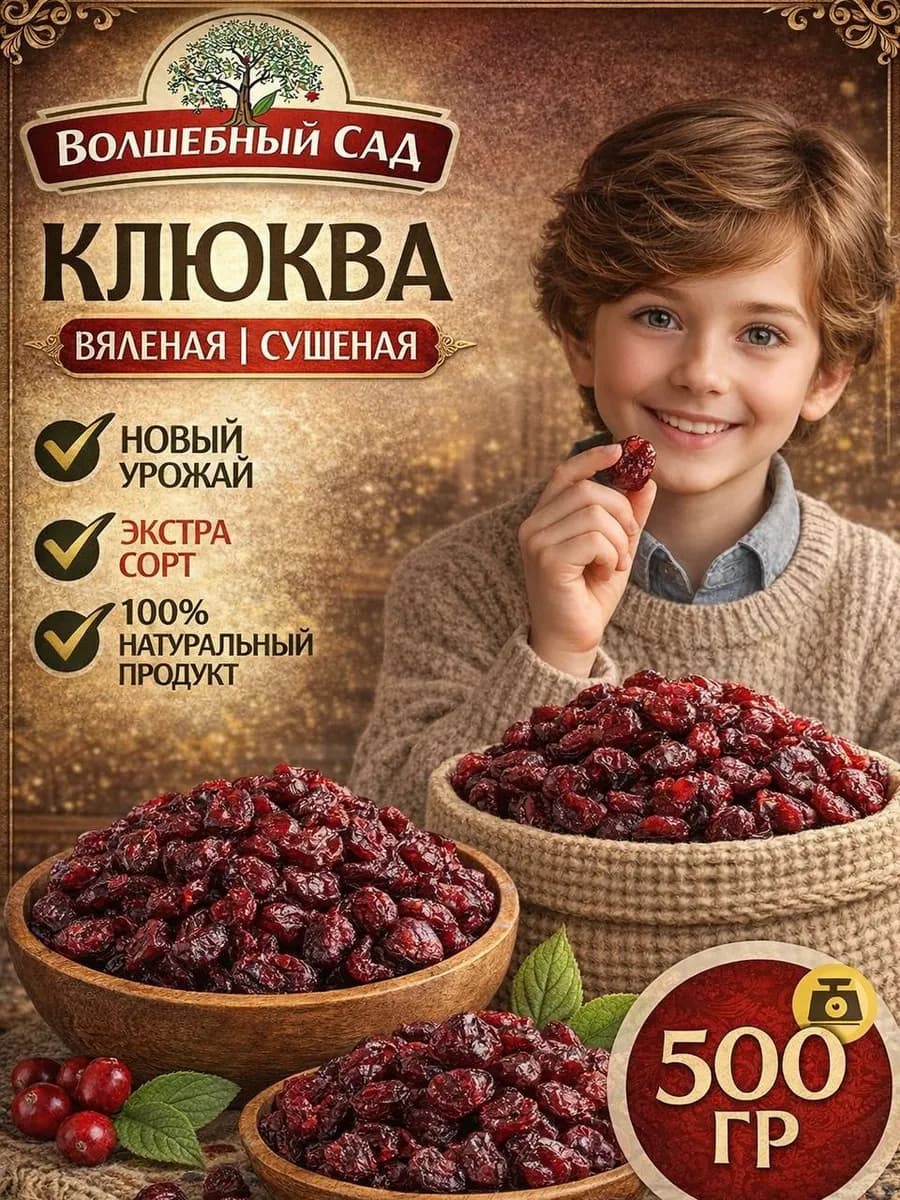 Клюква вяленая сушеная 500гр
