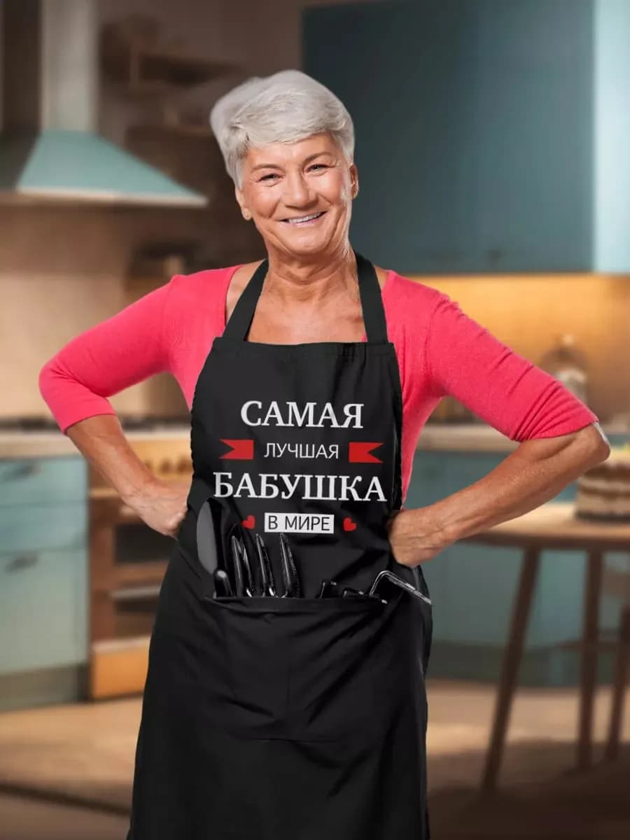Фартук кухонный женский самая лучшая бабушка - фото 1