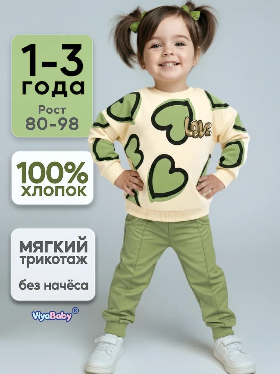 Костюм весенний спортивный для девочки сердечки