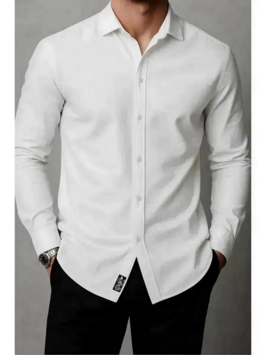 Рубашка с длинным рукавом приталенная