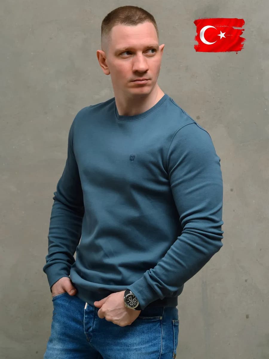 Лонгслив с длинным рукавом однотонный хлопок