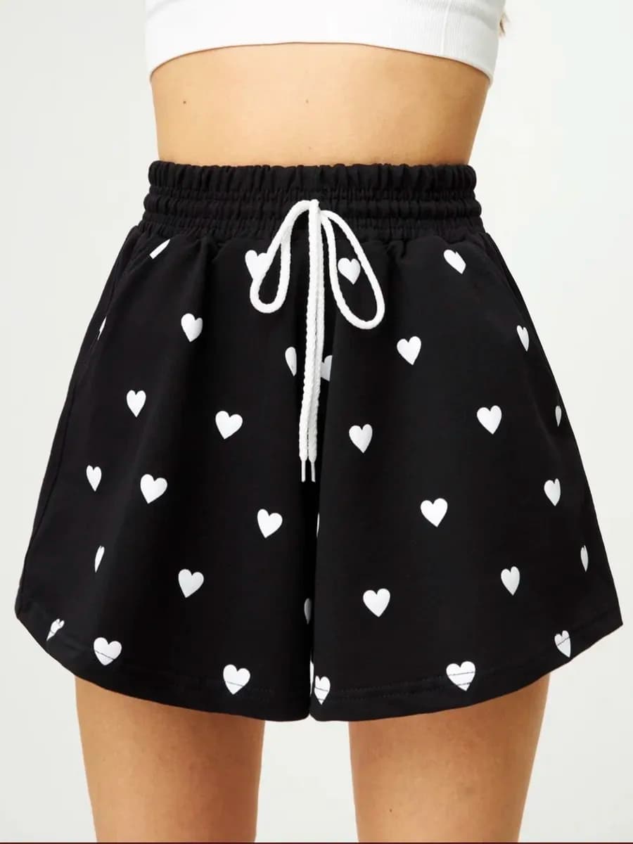 Шорты домашние летние с сердечками
