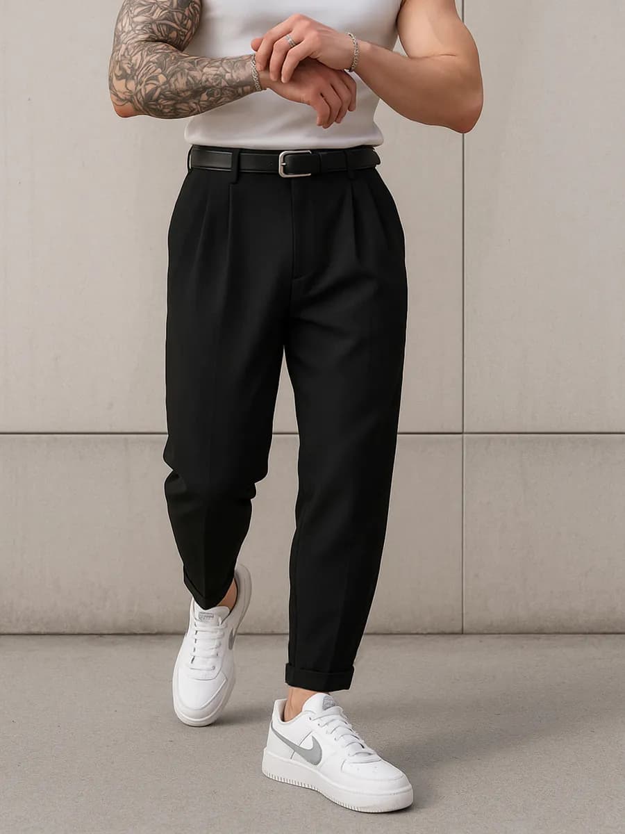 Брюки бананы с подворотами укороченные