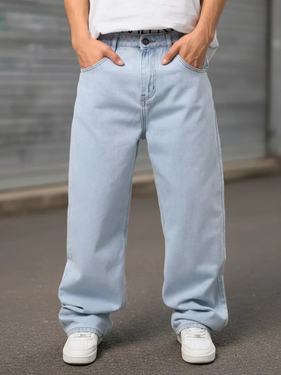 Джинсы широкие голубые y2k
