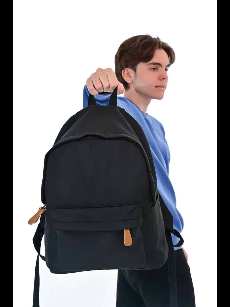 Рюкзак черный городской тканевый - фото 1