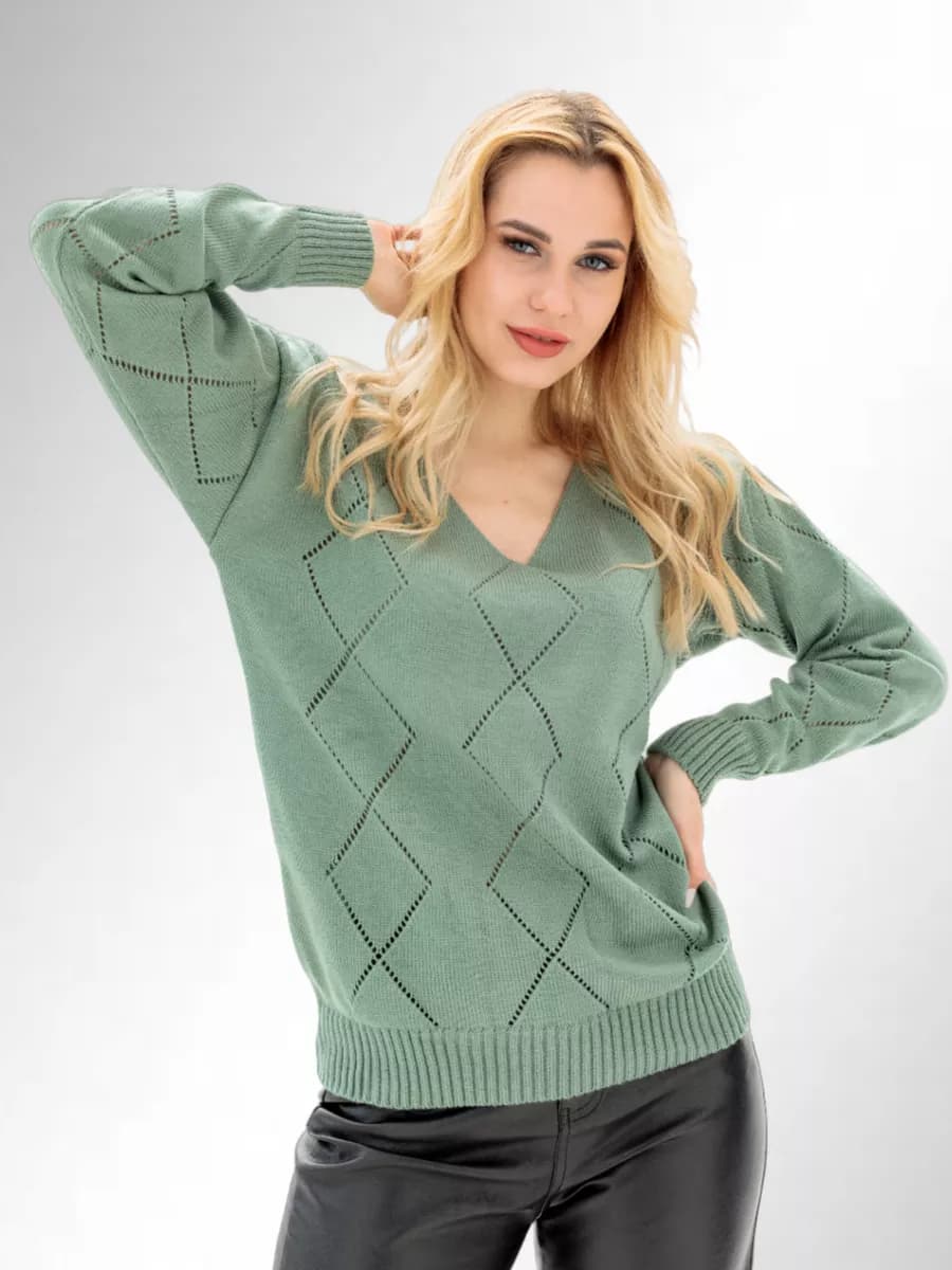 Кофта вязаная пуловер тонкий свитер кофточка полувер большой