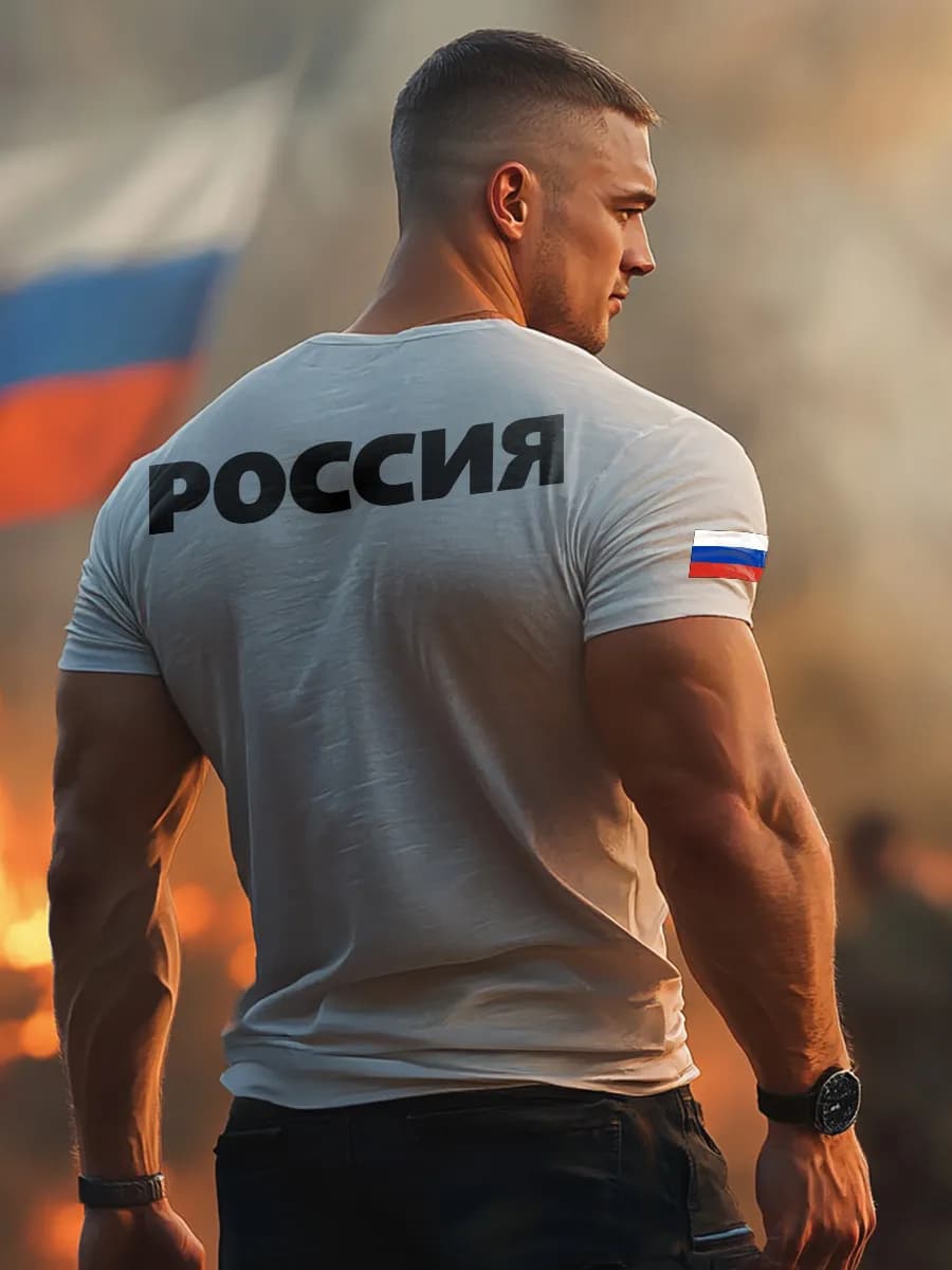 Хлопковая футболка оверсайз с принтом на груди яркая