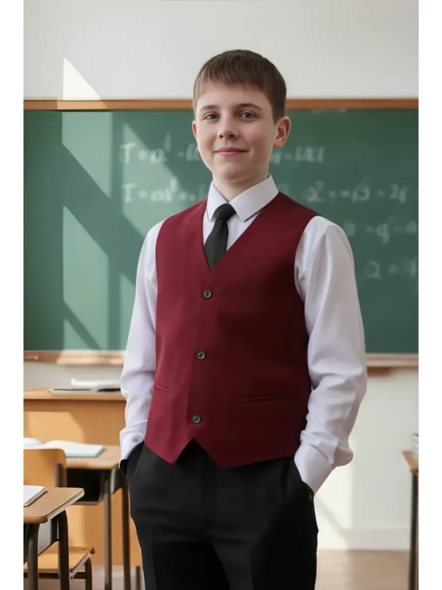 Жилет бордовый школьный