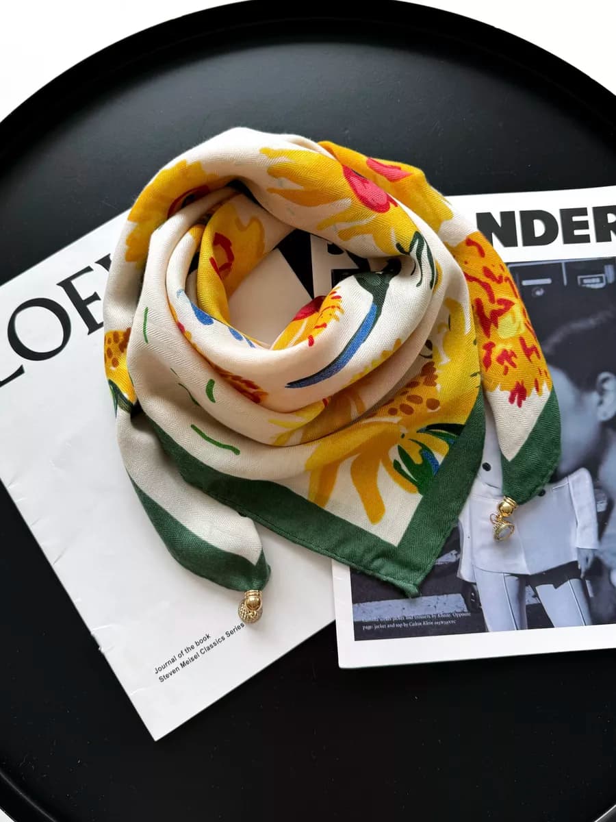 Платок на голову и шею весенний