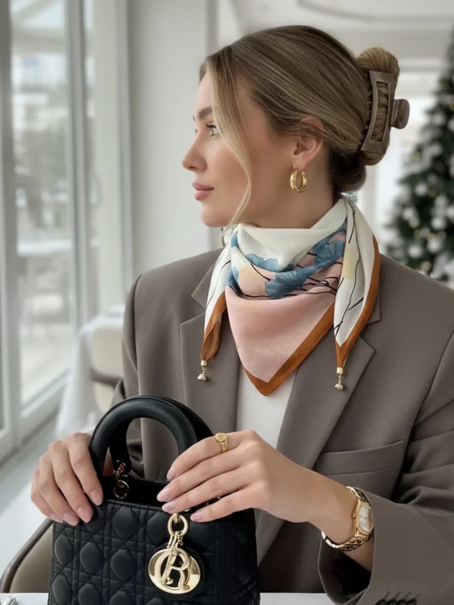 Платок на голову и шею весенний