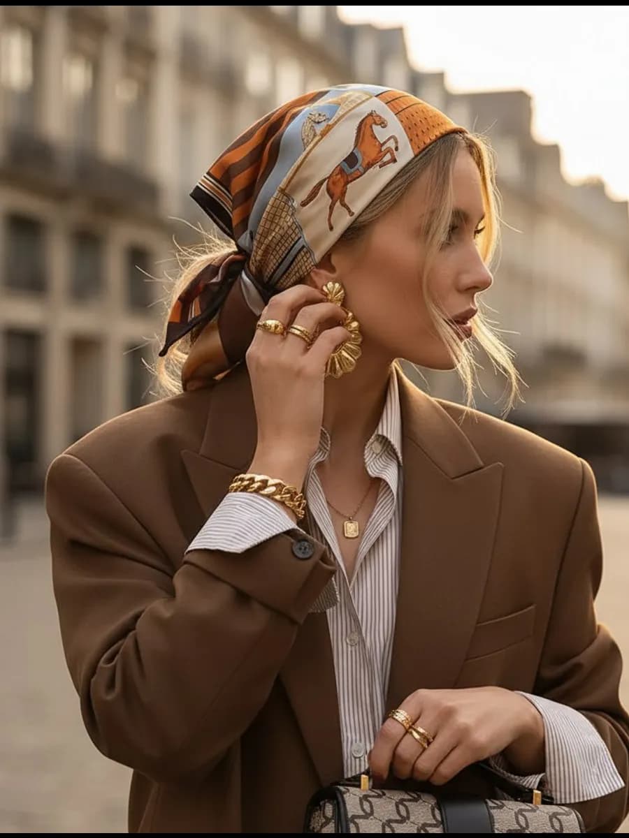 Платок на голову и шею осенний