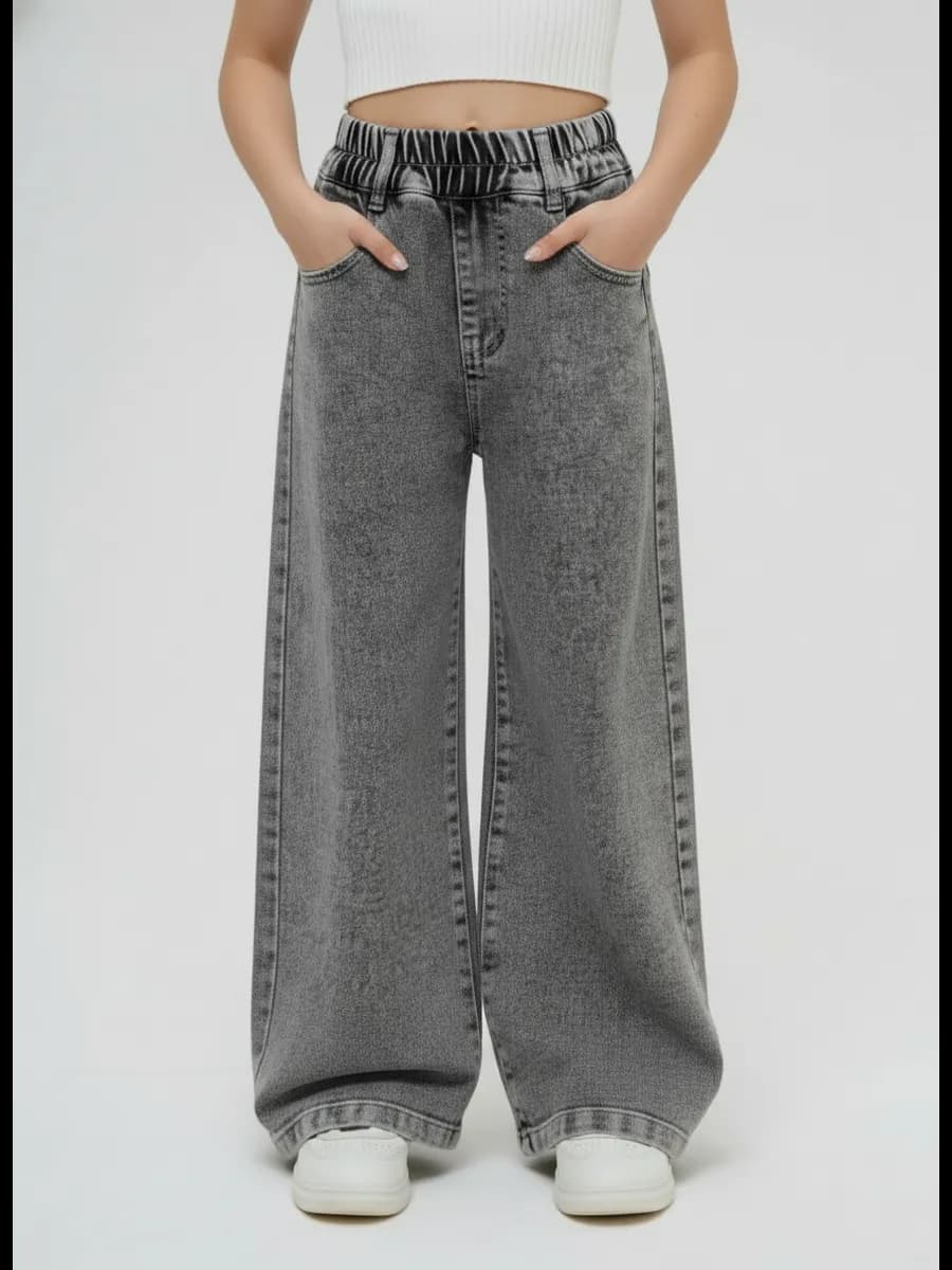 Джинсы на резинке подростковые широкие палаццо