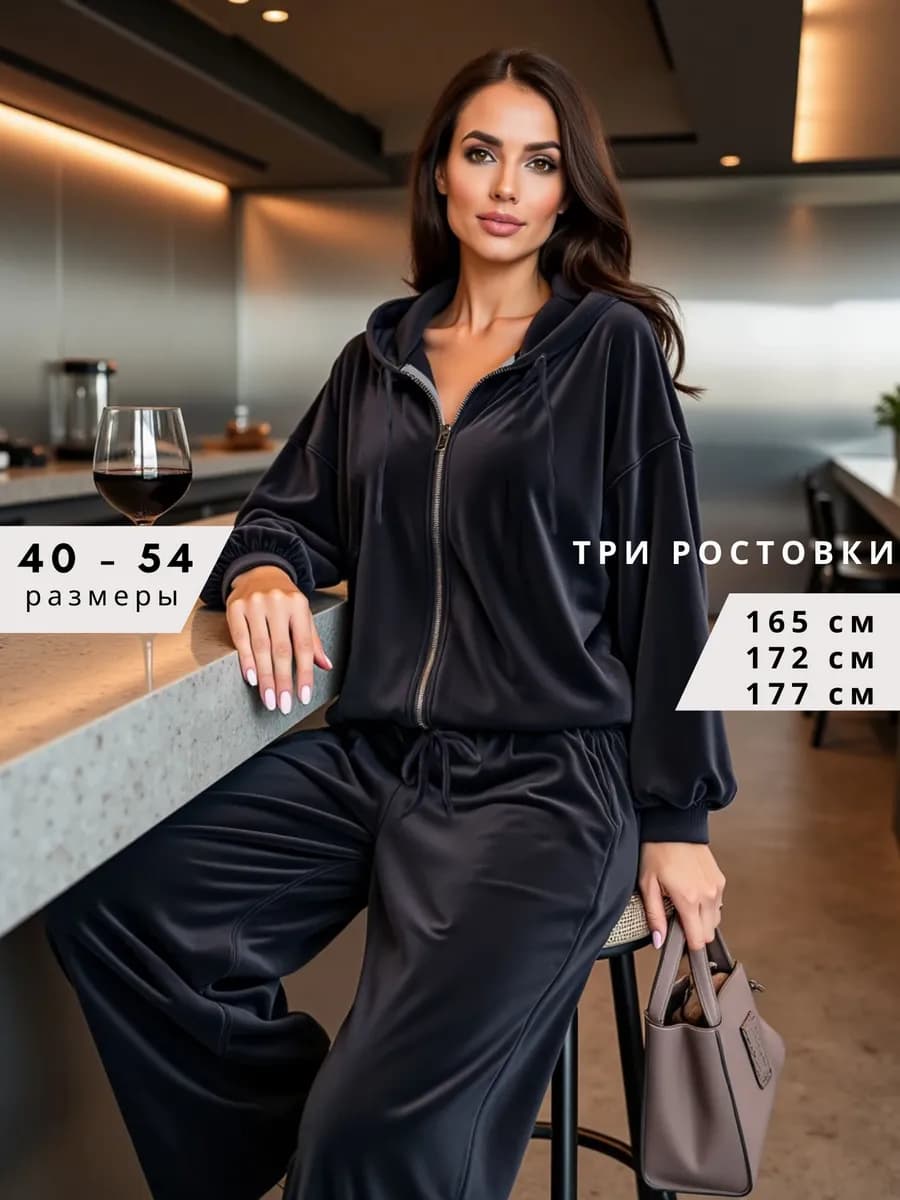 Костюм велюровый спортивный с капюшоном двойка оверсайз