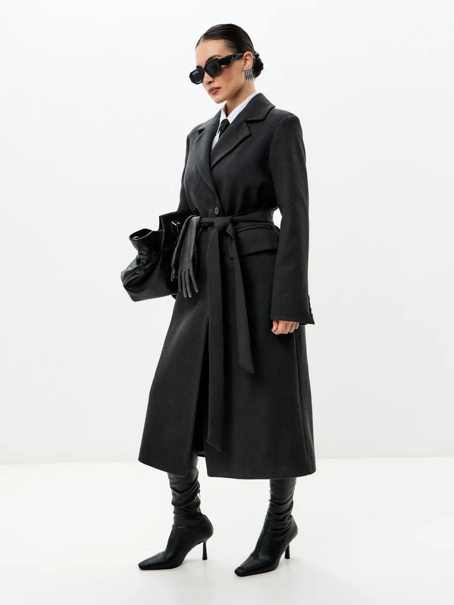 Пальто шерстяное демисезонное длинное