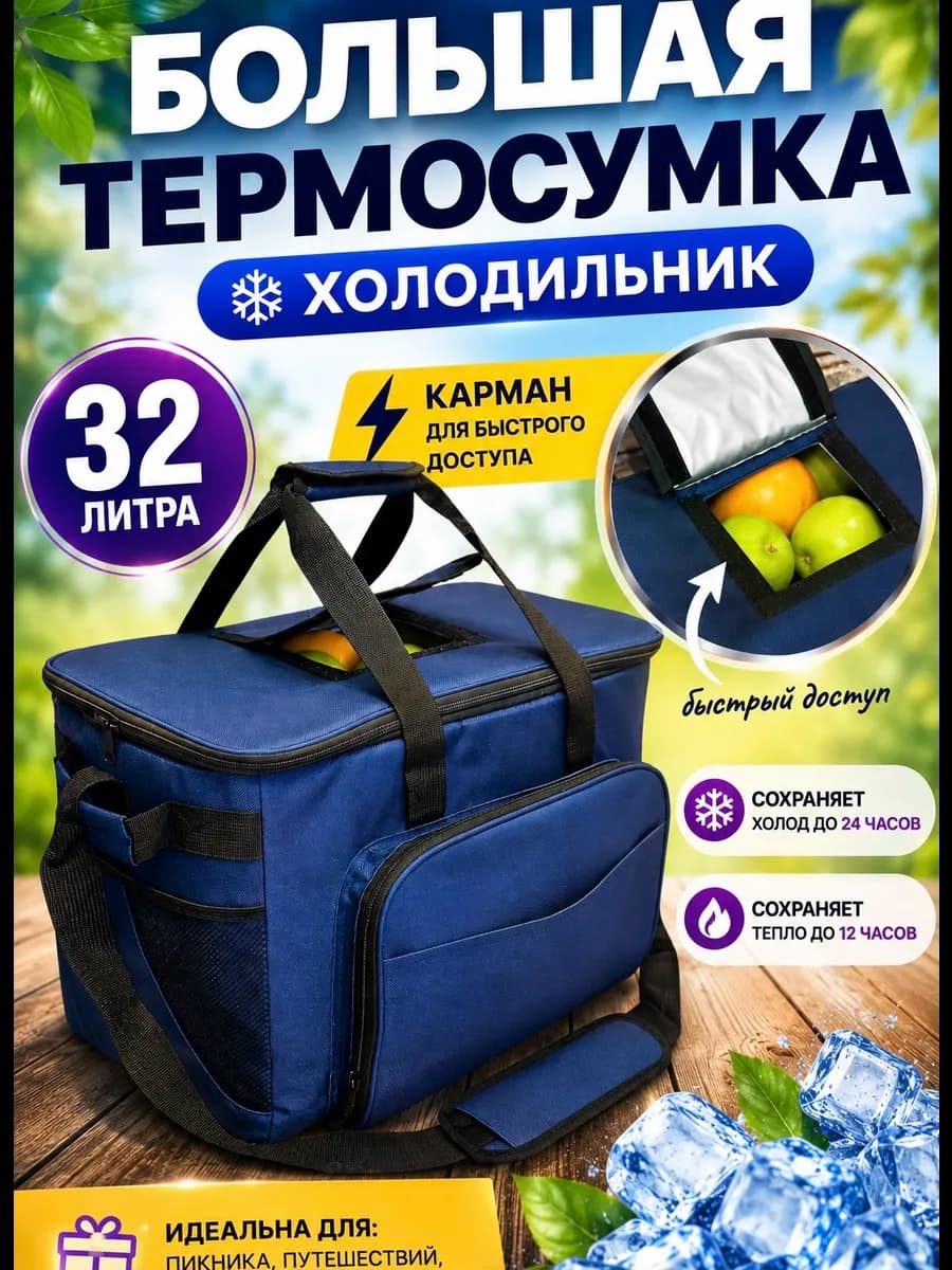 Большая термосумка сумка холодильник