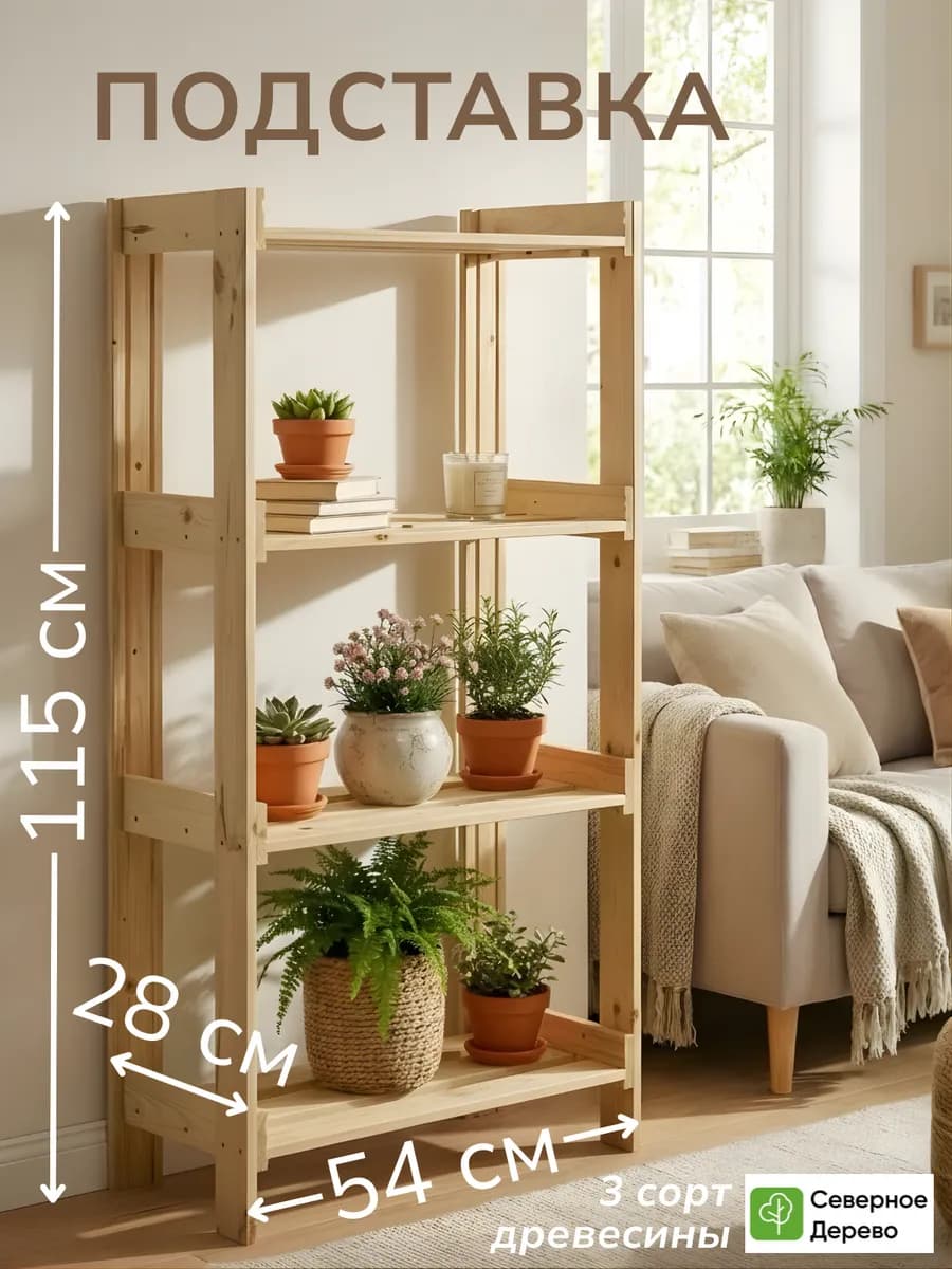 Подставка деревянная для цветов и рассады 115x53x26 см