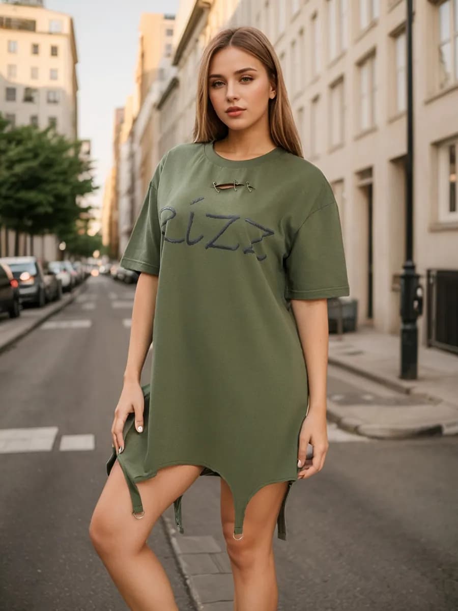 Платье футболка оверсайз туника со штрипками