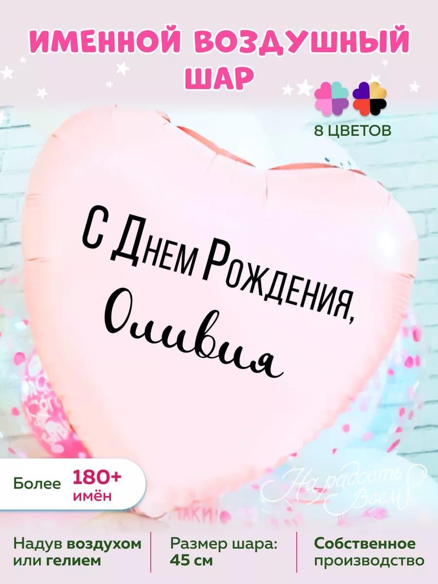 Воздушный шар именной Оливия