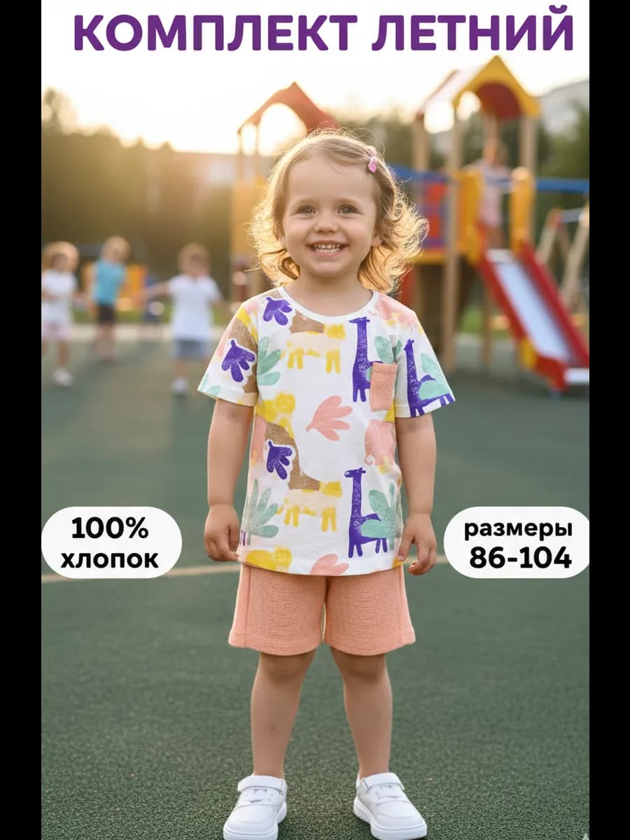 Костюм летний футболка с шортами в садик