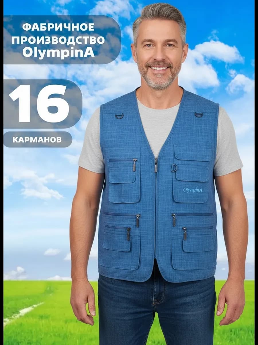 Жилетка летняя льняная с функциональными карманами